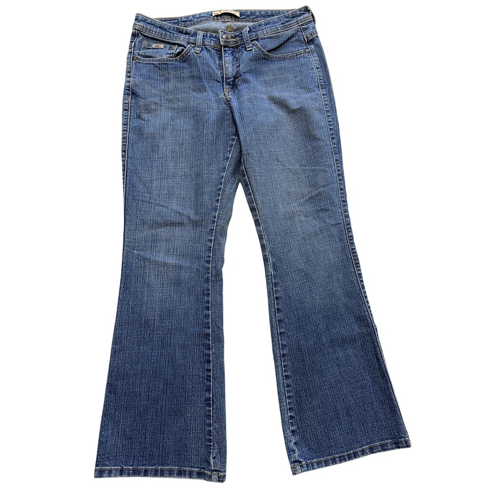 Lee Midrise Bootcut Jeans Womens 6P Blue Med Wash Stretch Embroidered‎ 31x28